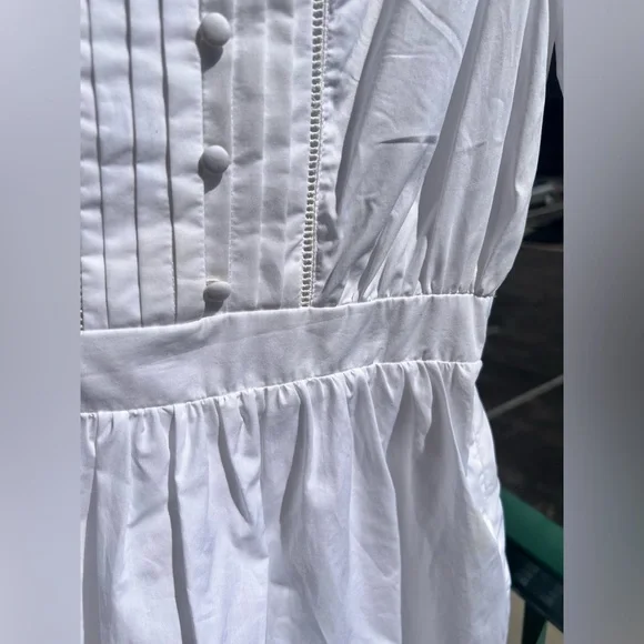 🆕ba&sh Cotton White Mini Dress Smocked Ruffle Hem Summer Casual Boho Chic Size S - Picture 10 of 17